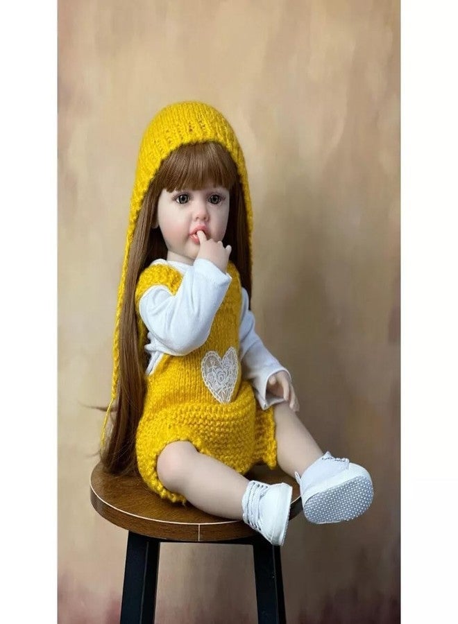 Ramokdu 22 Inch Reborn Baby Dolls Silicone Full Body Adorable Long Hair Toddler Princess Girls That Look Real Baby Doll 55cm Realistic Newborn Baby Doll for 3+ Year Old Girls - Multicolor - Image 1